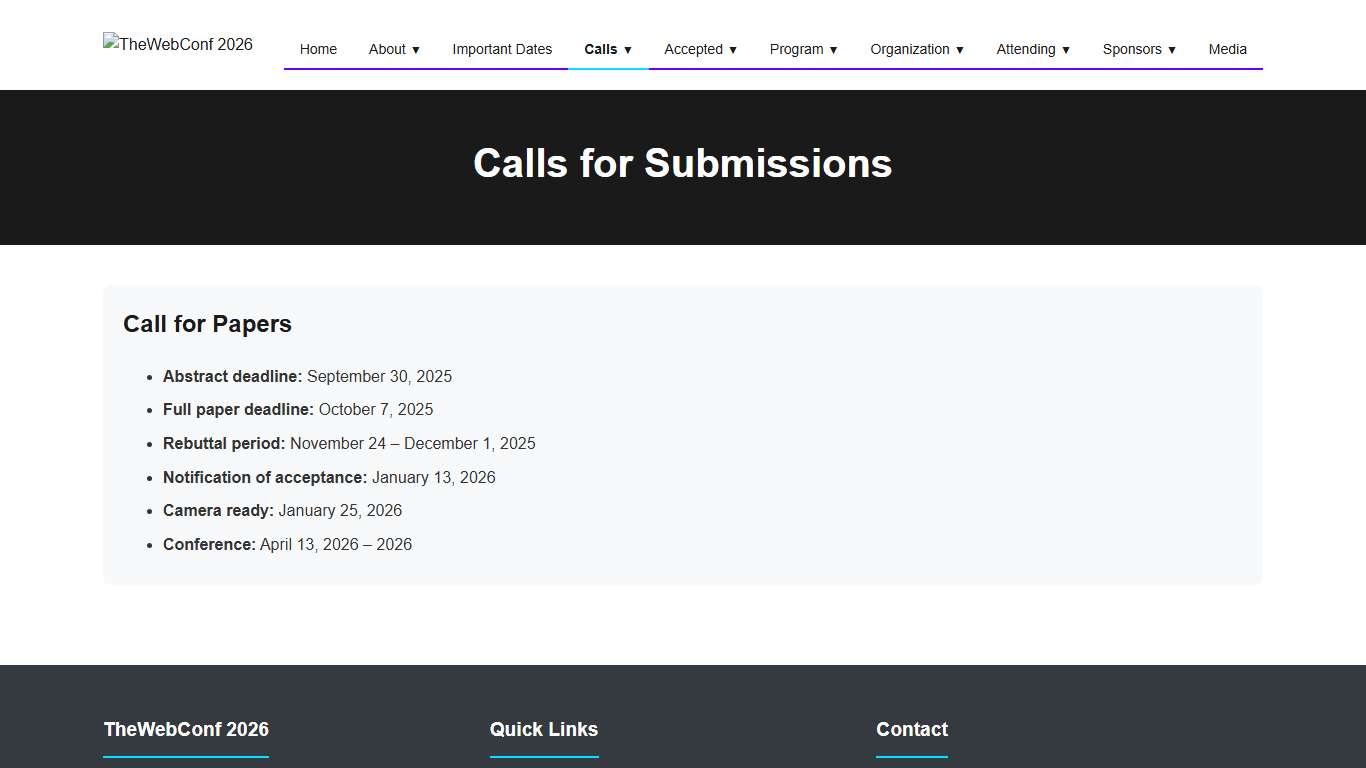 Calls - The Web Conference 2026