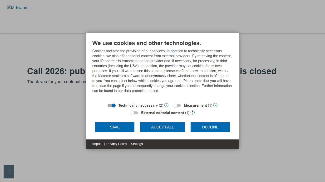 Joint Call 2026 - M-ERA.NET